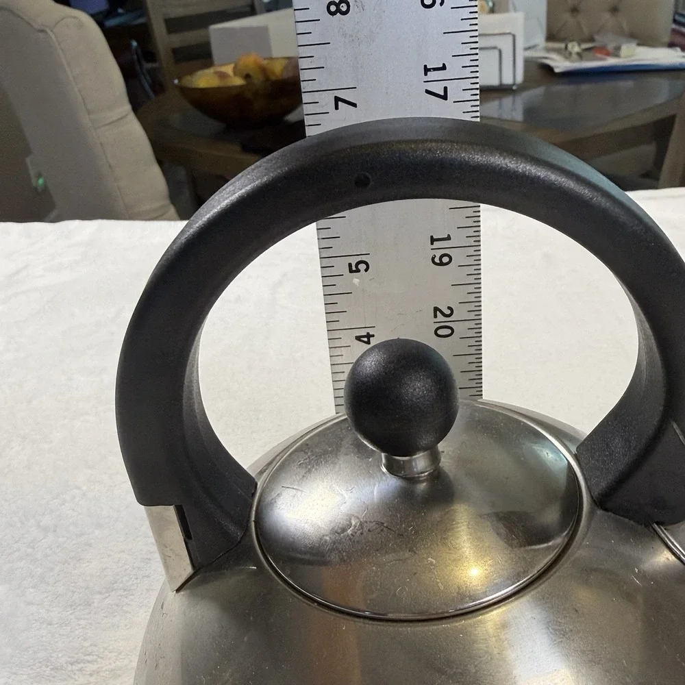 Farberware Q13C Stainless Steel 2.3 Qt Whistling Tea Kettle Black Handle